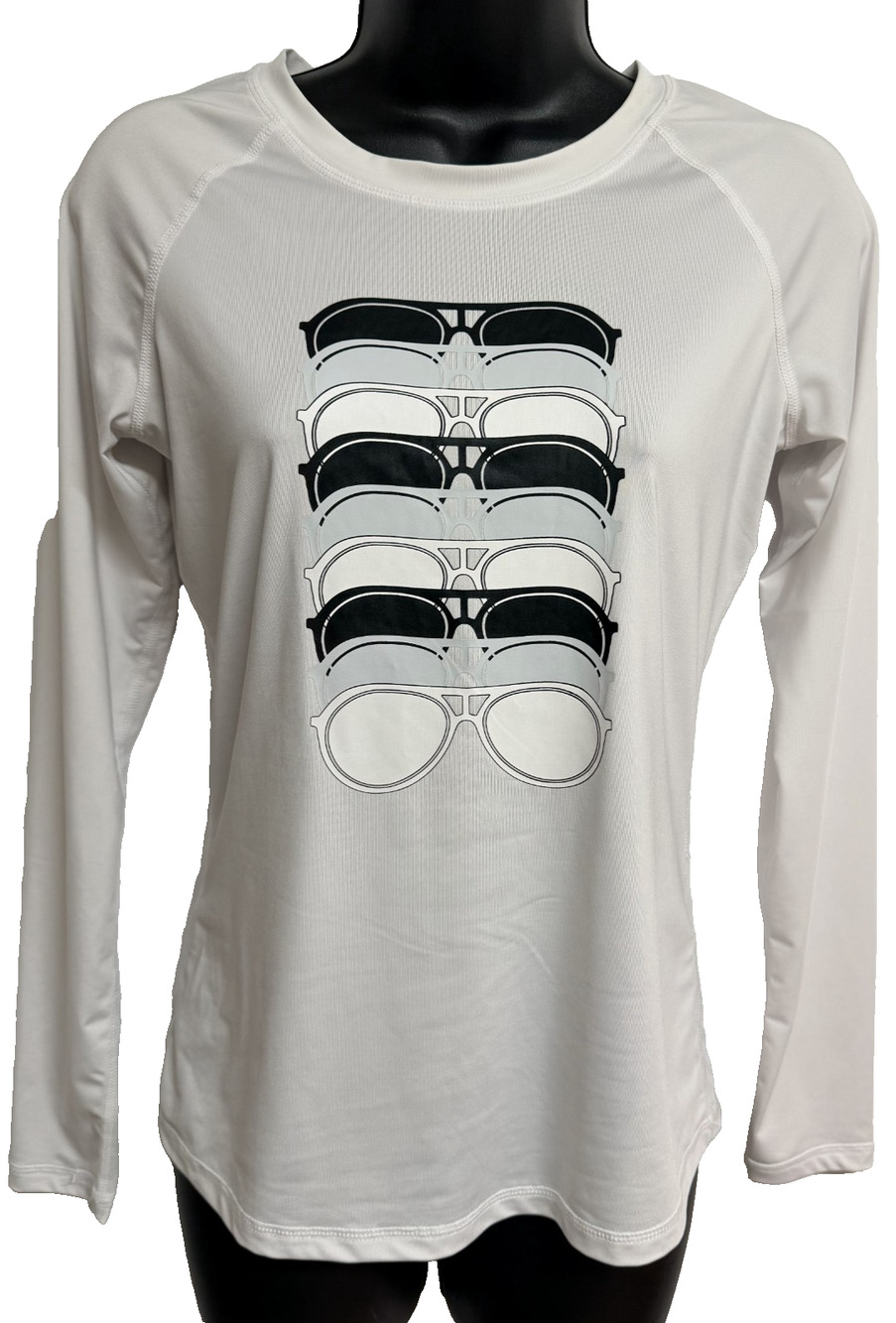 Karl Lagerfeld Paris T-Shirt Women's Small White Sunglasses Graphic Raglan Top